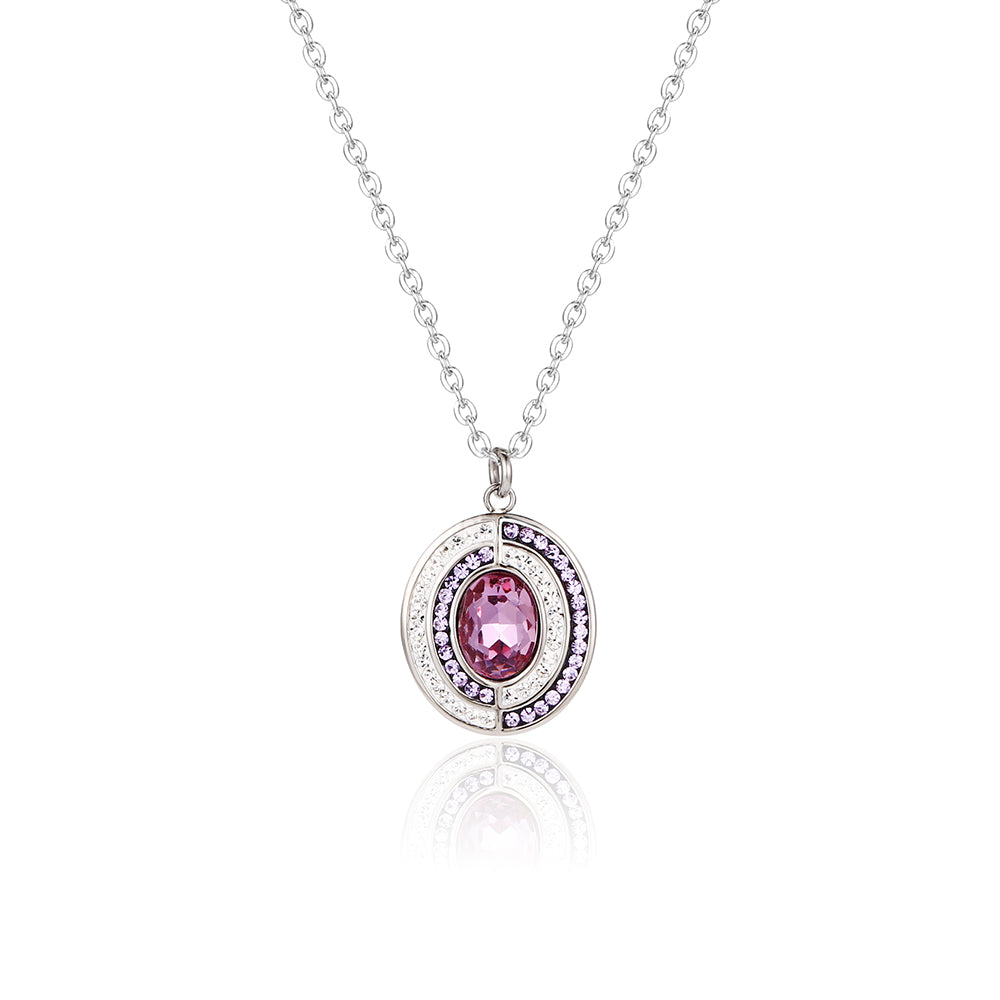 Preciosa Crystal & glass stone Stainless Steel Oval Pendant Necklace