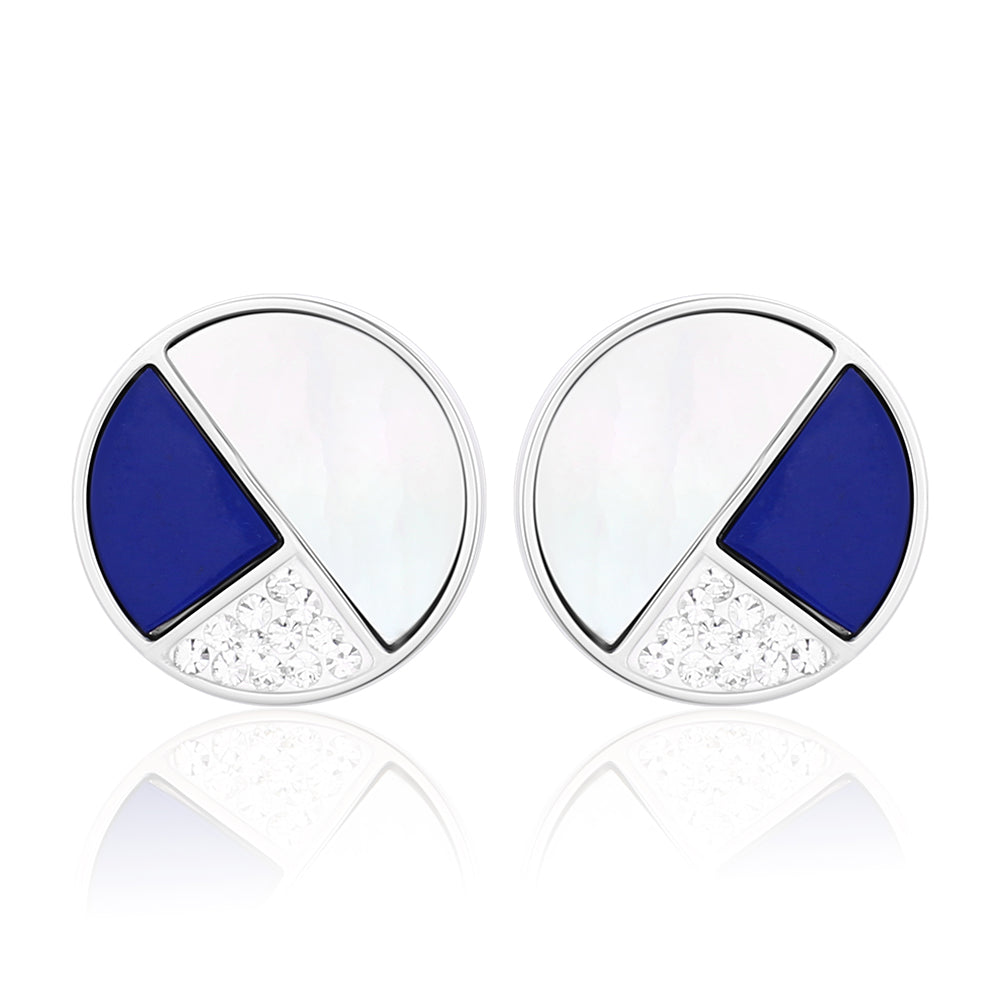 Elements with Preciosa Crystal MOP Enamel Stainless Steel Earrings