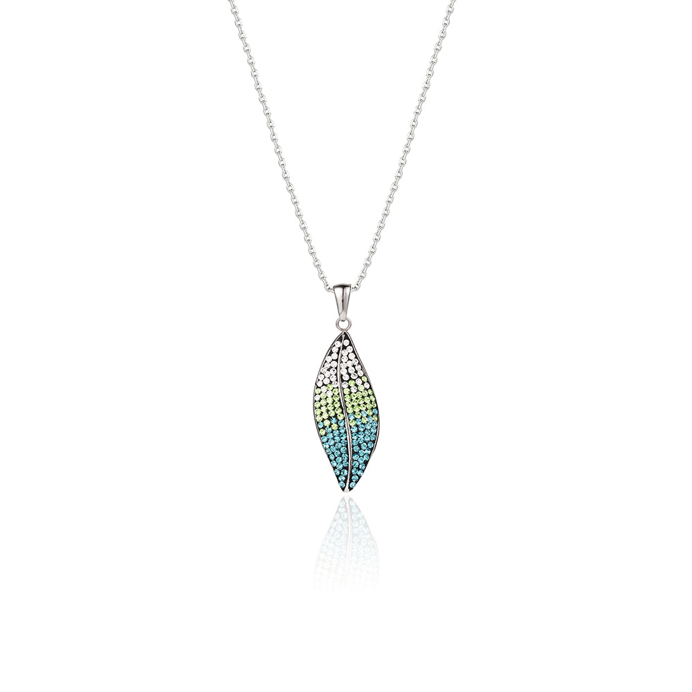 Preciosa Crystal Gradient color leaf shape Stainless steel Pendant Necklace