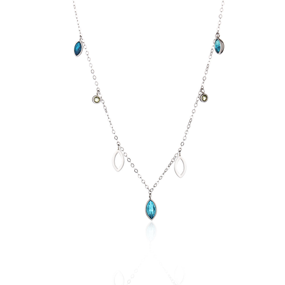 Dangling Glass stone Stainless Steel Necklace