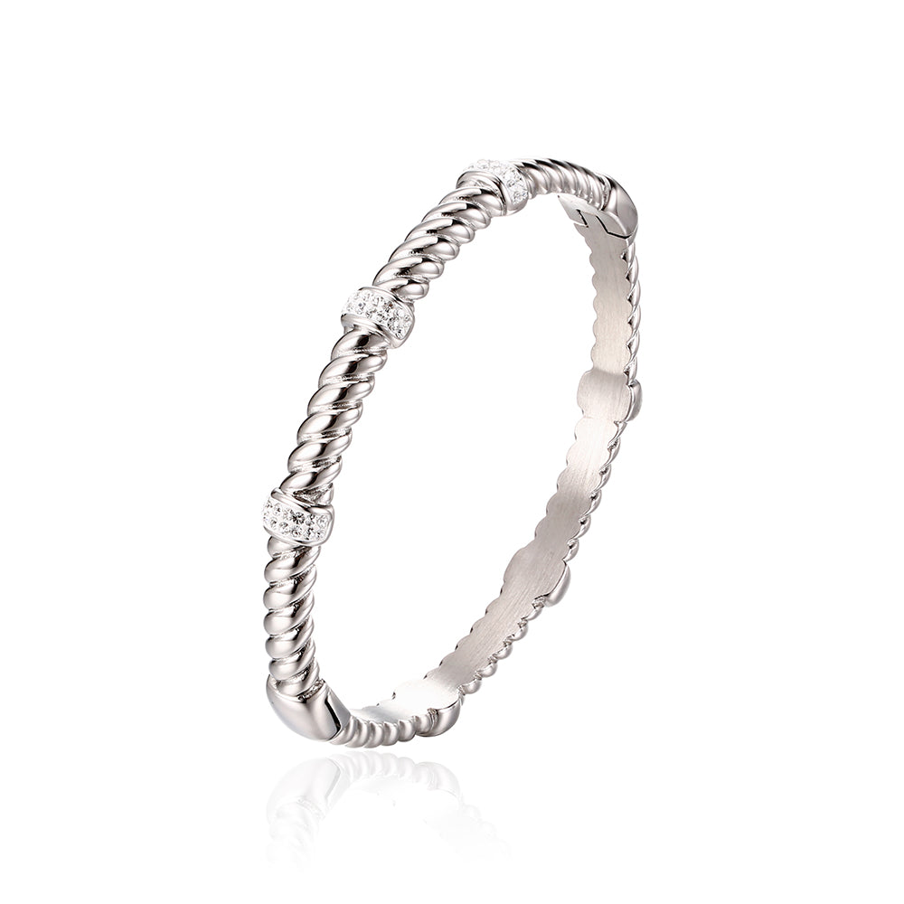 Preciosa Crystal twisted texture on-off Stainless steel Bangle