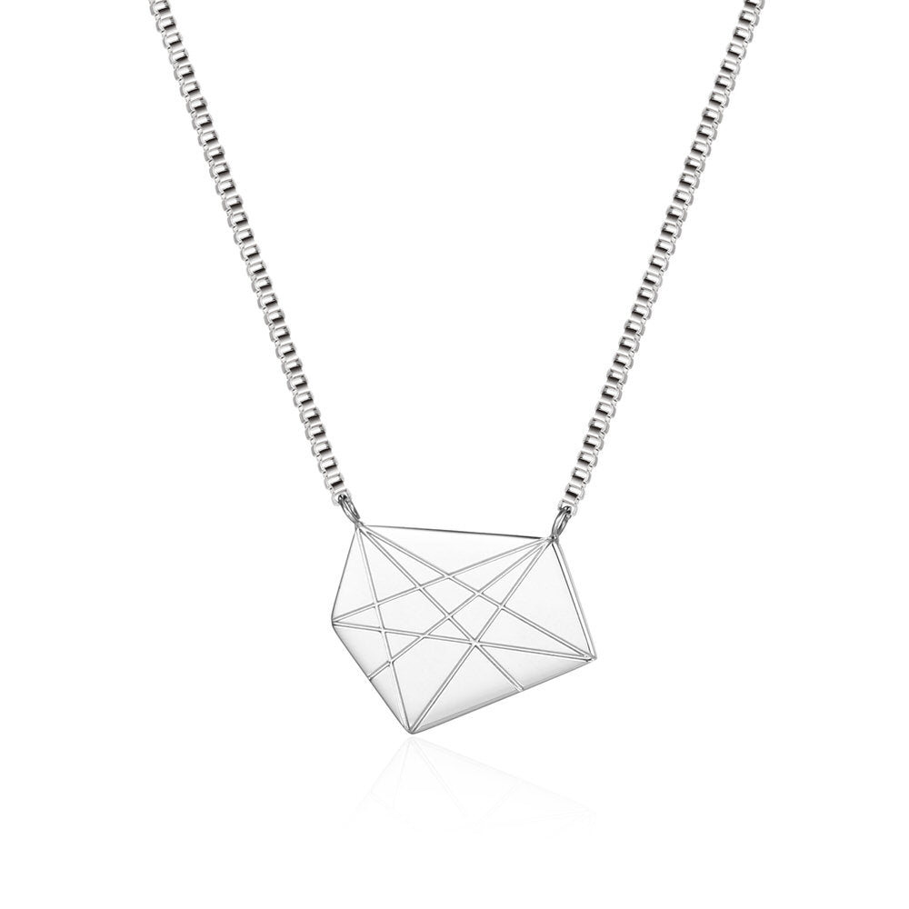 Etching Geometry Stainless Steel pendant Necklace