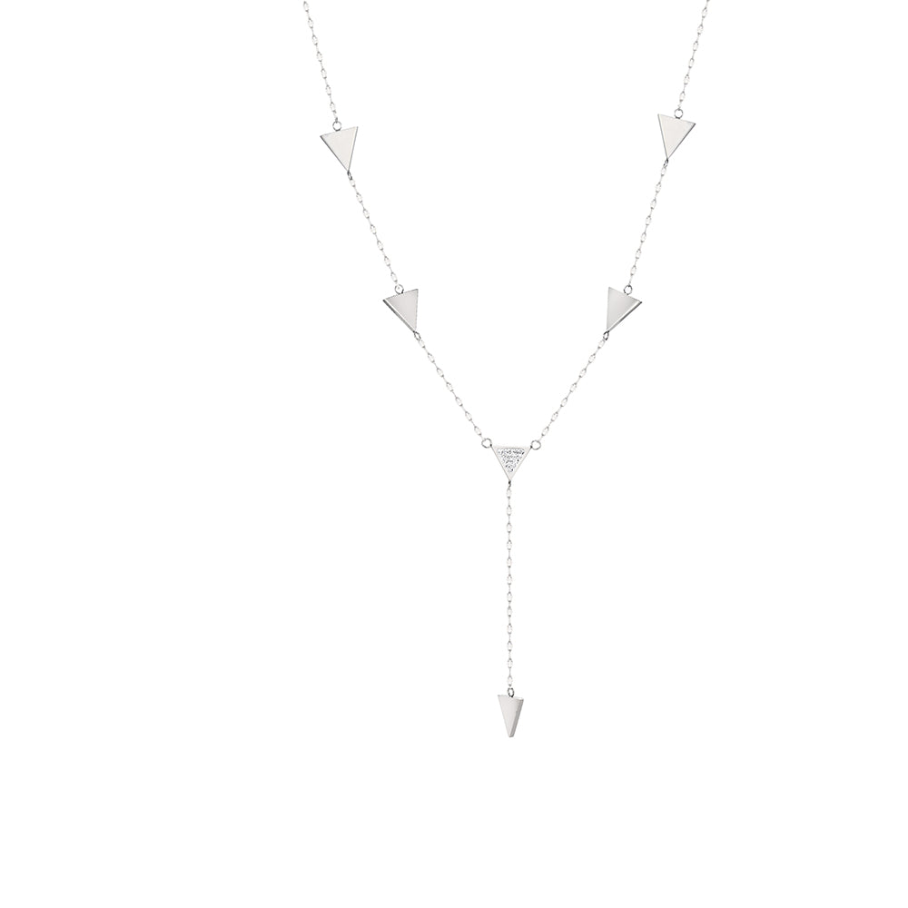 Preciosa Crystal Triangle shape Stainless Steel Y Shape Necklace
