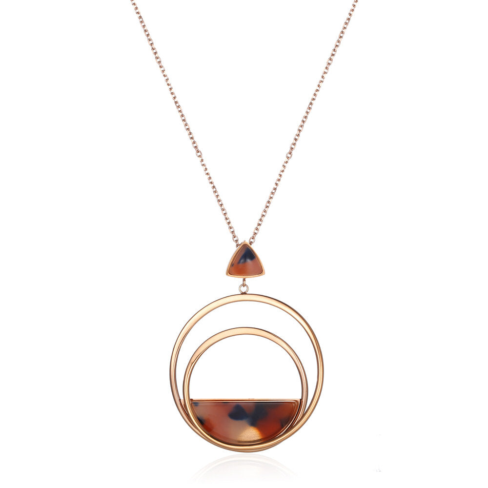 Acetate Geometry Stainless Steel pendant Necklace