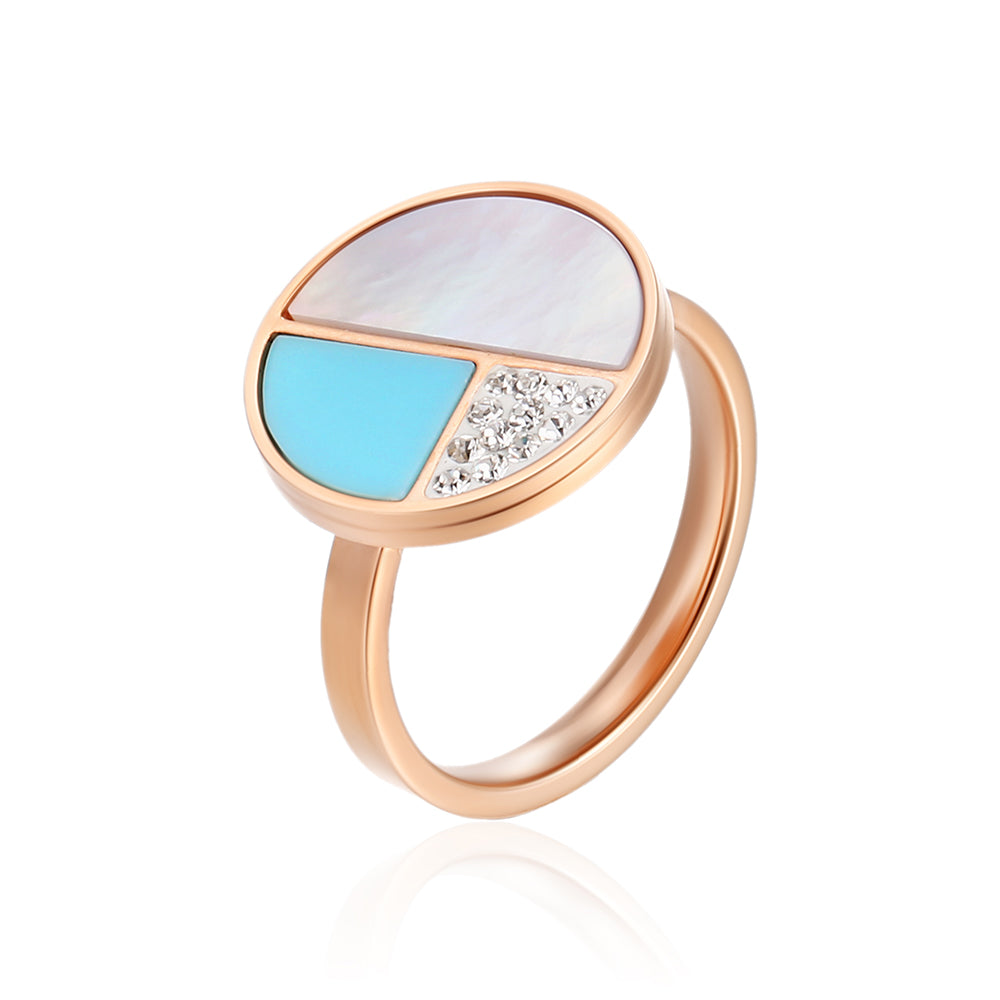 Elements with Preciosa Crystal MOP Enamel Stainless steel Ring