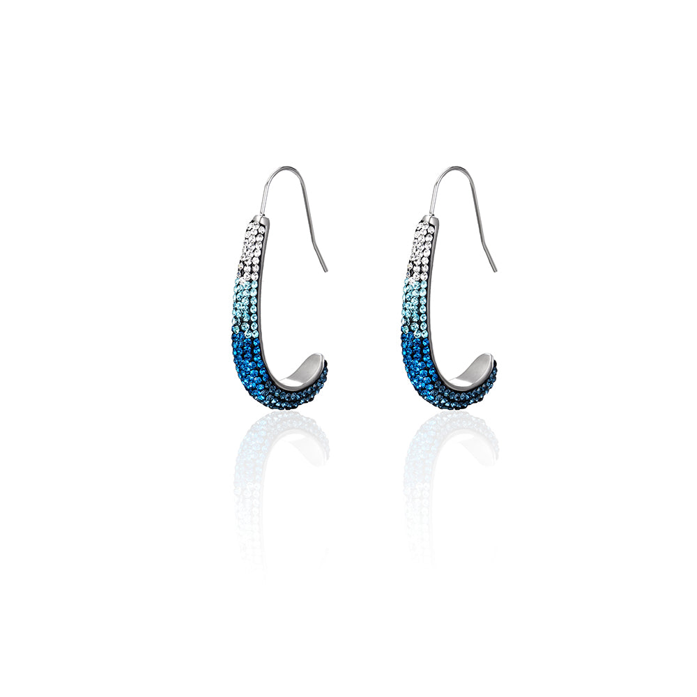 Preciosa Crystal Gradient color C shape Stainless steel Earrings