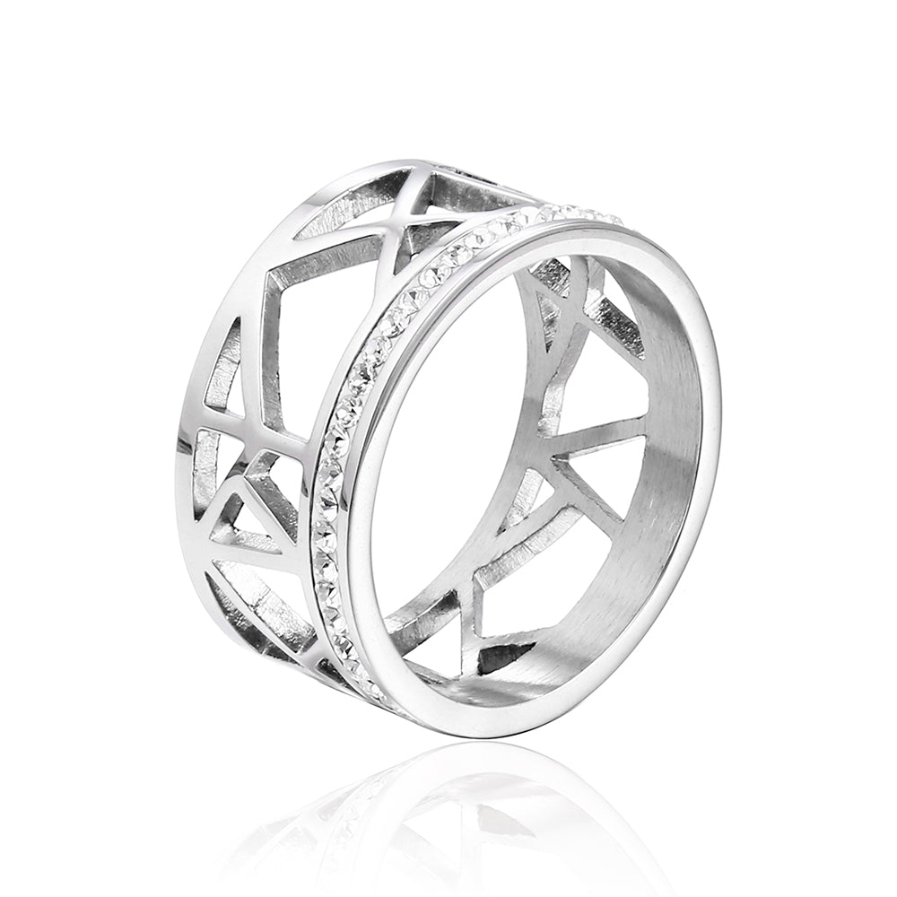 Preciosa Crystal laser cutting Stainless steel Ring