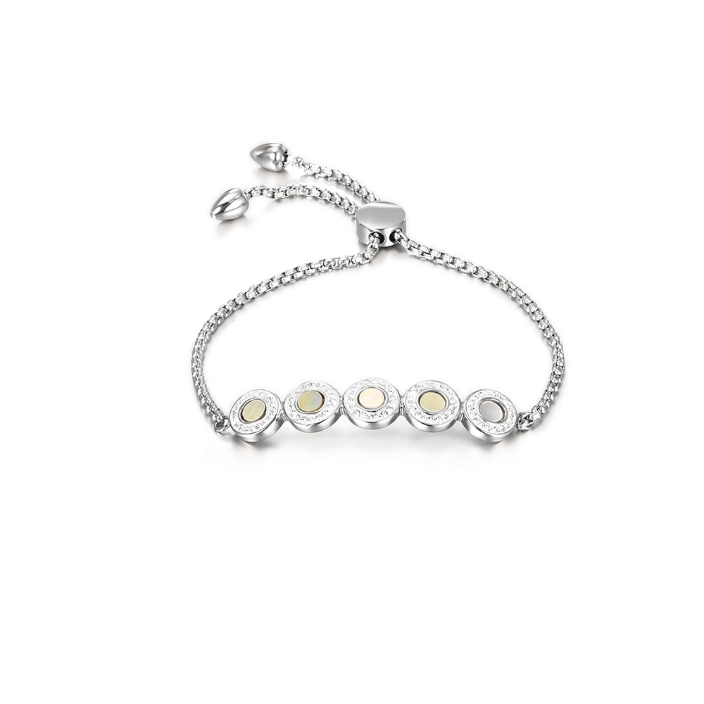Preciosa Crystal with MOP round sliding Stainless steel Bracelet