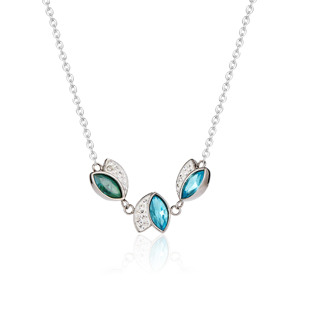 Preciosa Crystal & Glass Leaf shaped Stainless Steel Pendant Necklace