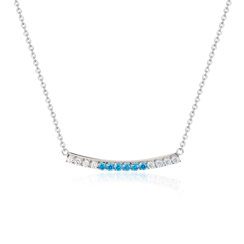 Zirconia Mixed color Stainless Steel Bar Pendant Necklace