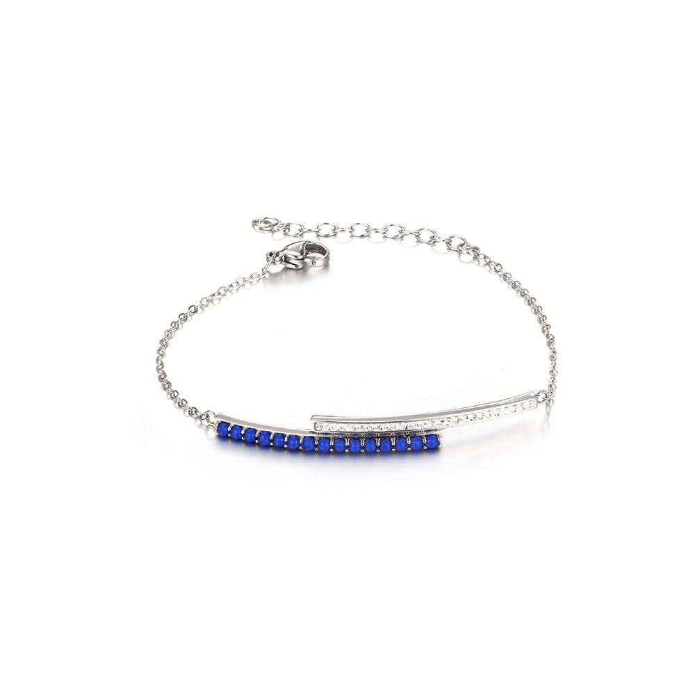 Preciosa Crystal Bar overlapped Dyed plastic beads bar Stainless Steel Bracelet