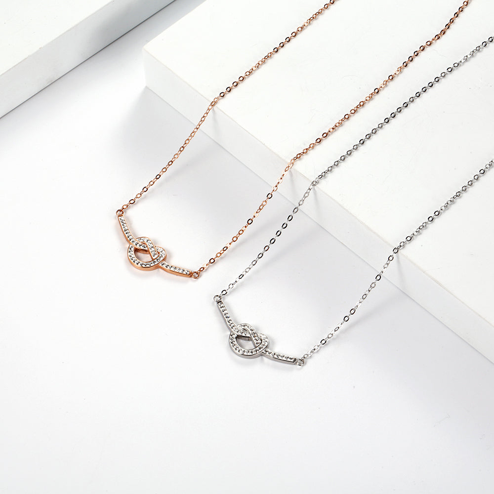 Preciosa Crystal knot shape Stainless steel Pendant Necklace