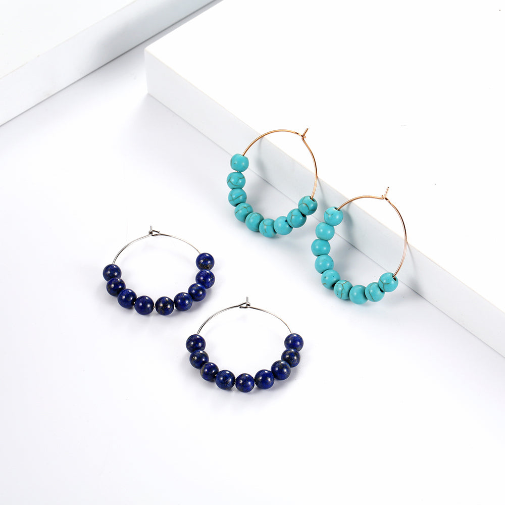 Semi-precious beads Stainless Steel Earrings