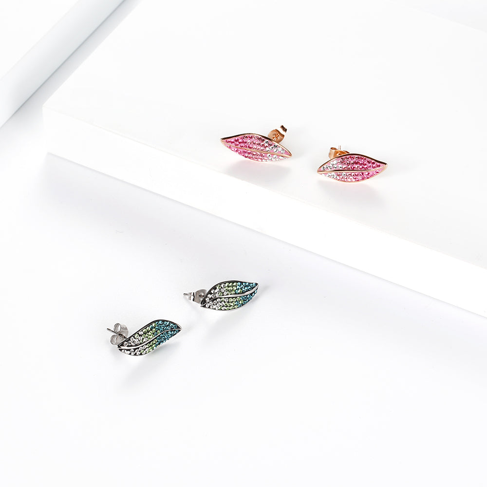 Preciosa Crystal Gradient color leaf shape Stainless steel Earrings