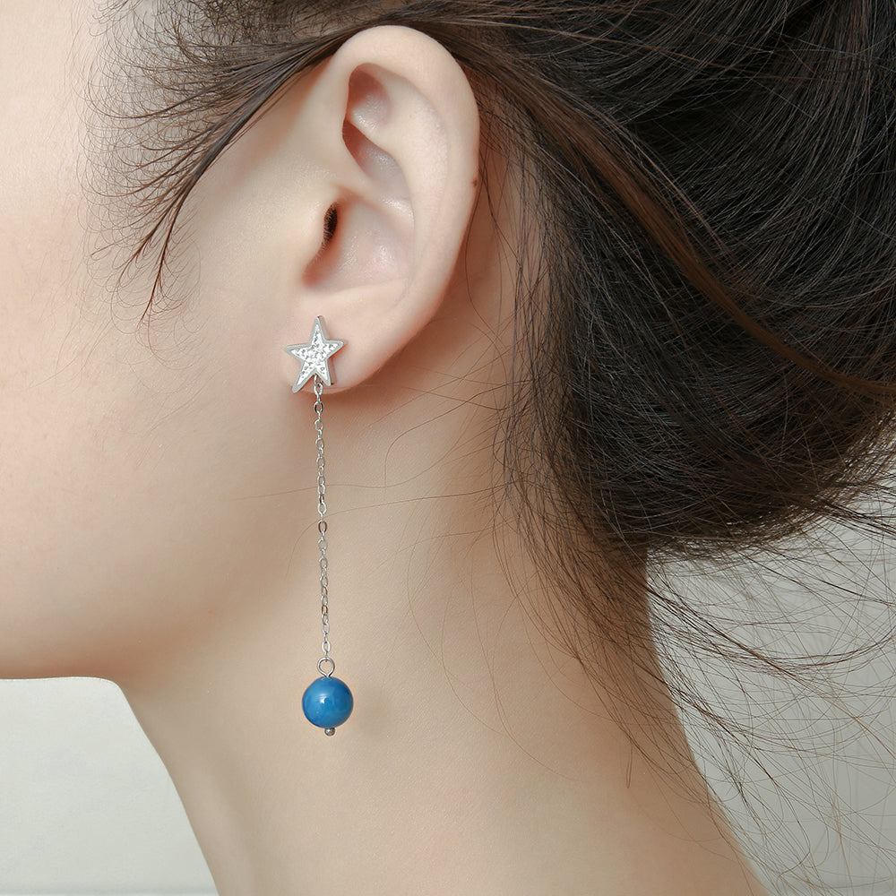 Preciosa Crystal & Semi-precious Stone Star shaped Stainless Steel Earrings
