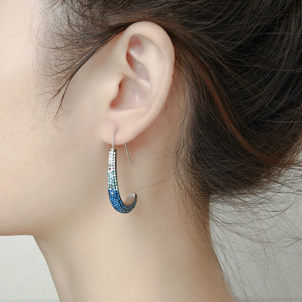 Preciosa Crystal Gradient color C shape Stainless steel Earrings