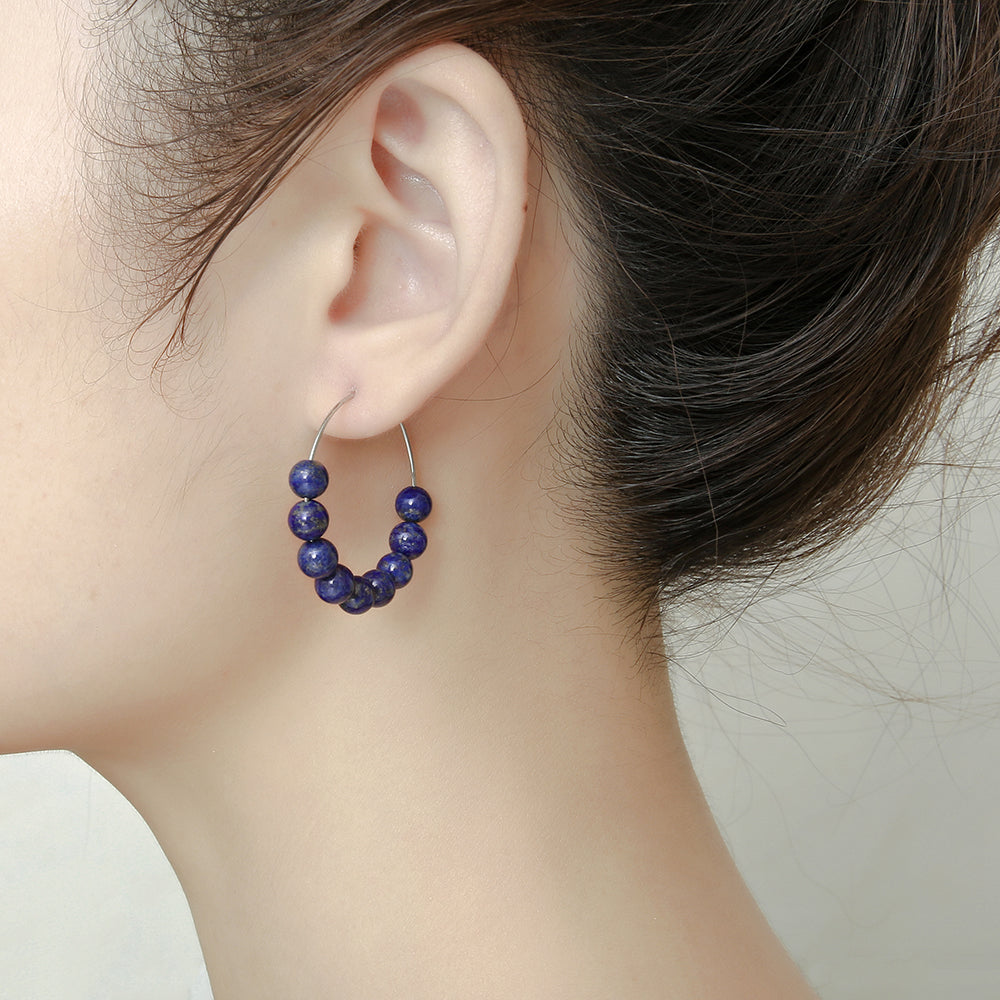 Semi-precious beads Stainless Steel Earrings